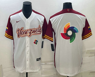 Mens Venezuela Baseball 2023 White World Big Logo With Patch Classic Stitched Jersey->2023 world baseball classic->MLB Jersey